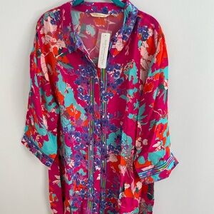 BNWT Button Front Knee Length Floral Shirt Dress Sz 1X by Soft Surroundings